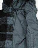 Reversible Blue-Black Plaid Sherpa Jacket  > Deux Par Deux in size 6 & 7