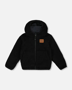 Reversible Black Sherpa Jacket  > Deux Par Deux size 8 & 10