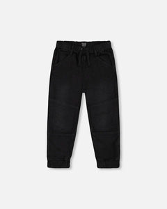 Black Denim Textured Jogger (Soft) > Deux Par Deux