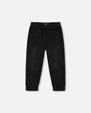 Black Denim Textured Jogger (Soft) > Deux Par Deux