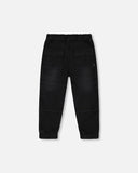 Black Denim Textured Jogger (Soft) > Deux Par Deux