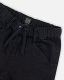 Black Denim Textured Jogger (Soft) > Deux Par Deux