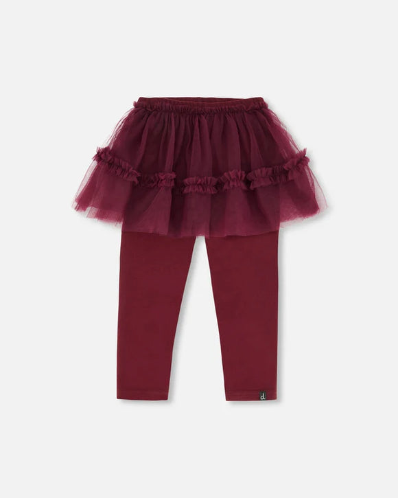 Tulle Skirt Leggings - Deux Par Deux (Burgundy)