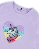 L/S Lavender Sequin Unicorn  T-shirt- Deux Par Deux Organic Cotton size 8 only