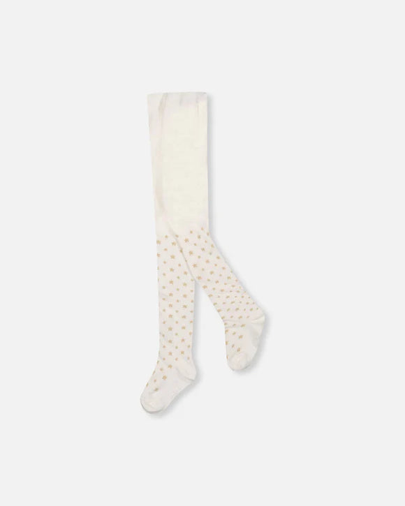 Knit Tights - Off White Gold Stars > Deux Par Deux