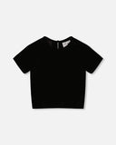 Short Sleeve Stretch Velour Black Top > Deux Par Deux