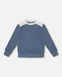 Heathered Peacoat Brushed Jersey Top > Deux Par Deux