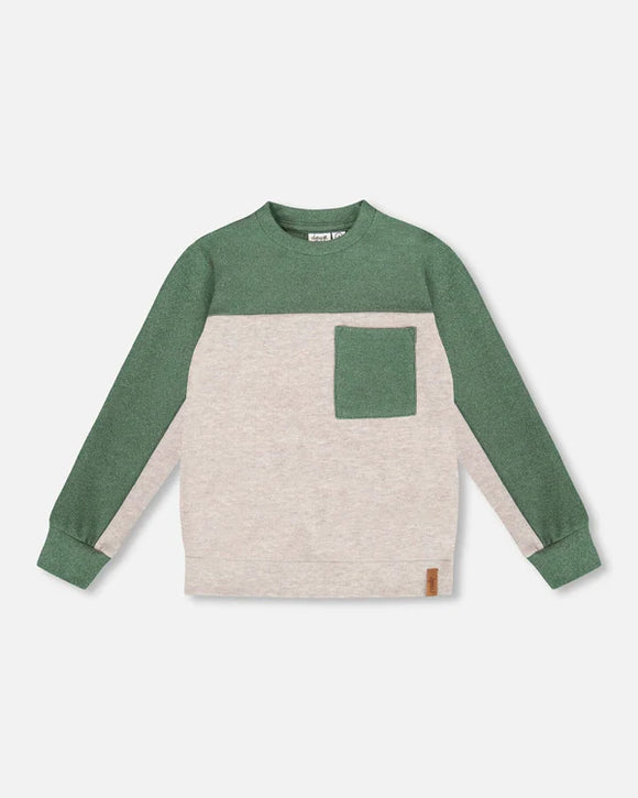 Sage & Heather Colourblock Soft L/S Brushed Jersey Top > Deux Par Deux