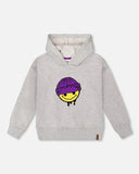 Smiley Face Grey Fleece Hooded Sweatshirt > Deux Par Deux size 8 and 10