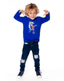 Royal Blue Jersey Dinosaur T-Rex T-shirt > Deux Par Deux