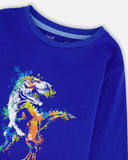 Royal Blue Jersey Dinosaur T-Rex T-shirt > Deux Par Deux