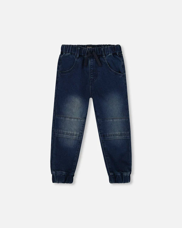 Navy Denim Jogger (Soft) > Deux Par Deux (Navy Tie)