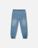 Light Blue Denim Jogger (Soft) > Deux Par Deux (Cream Tie)