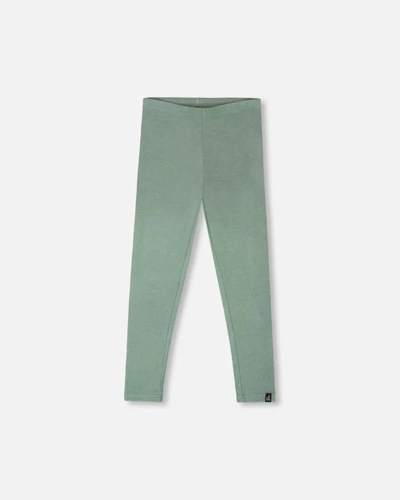 Super Soft Ribbed Leggings Sage Green - Deux Par Deux (Trellis)