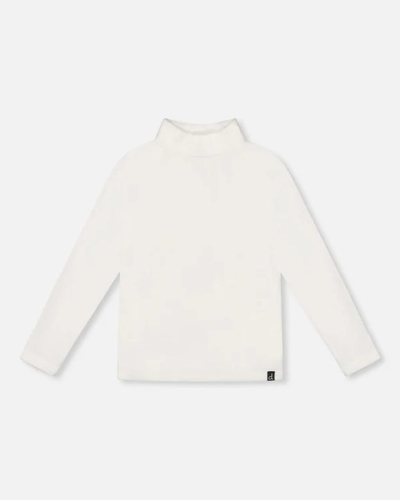Super Soft Ribbed White Mock Neck Top - Deux Par Deux