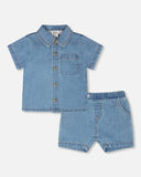 Light Blue Chambray Top & Short Set > Deux Par Deux