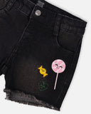 Black Denim Shorts with Cute Embroidery > Deux Par Deux in sizes 3 and 8 only