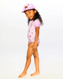 One-Piece Light Purple Ruffle Floral Swimsuit > Deux Par Deux