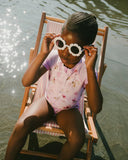 One-Piece Light Purple Ruffle Floral Swimsuit > Deux Par Deux