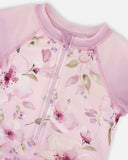 One-Piece Light Purple Ruffle Floral Swimsuit > Deux Par Deux