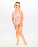 Two-Piece Light Purple Ruffle Floral Swimsuit > Deux Par Deux