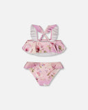 Two-Piece Light Purple Ruffle Floral Swimsuit > Deux Par Deux