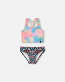 Two-Piece Tie-Die Top & Leopard Bottom Swimsuit > Deux Par Deux
