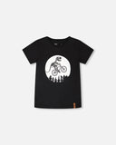 Dino On A Bike Organic Cotton T-shirt > Deux Par Deux (Glow in the Dark)