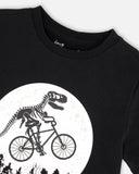 Dino On A Bike Organic Cotton T-shirt > Deux Par Deux (Glow in the Dark)