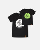 Dino On A Bike Organic Cotton T-shirt > Deux Par Deux (Glow in the Dark)