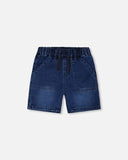 Navy Denim Soft Shorts > Deux Par Deux (Black Tie)