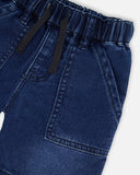 Navy Denim Soft Shorts > Deux Par Deux (Black Tie)