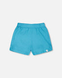Blue Crinkle Jersey Shorts - Deux Par Deux (Aquarius)
