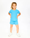Blue Crinkle Jersey Shorts - Deux Par Deux (Aquarius)