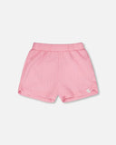 Begonia Pink Crinkle Jersey Shorts - Deux Par Deux