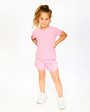 Begonia Pink Crinkle Jersey Shorts - Deux Par Deux