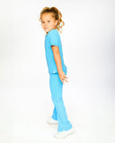 Blue Crinkle Jersey Legging - Deux Par Deux (Aquarius)