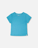 Blue Crinkle Jersey T-shirt  - Deux Par Deux (Aquarius)