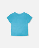 Blue Crinkle Jersey T-shirt  - Deux Par Deux (Aquarius)