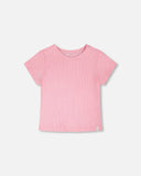Begonia Pink Crinkle Jersey T-shirt  - Deux Par Deux