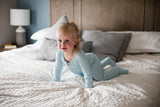 Athabasca Blue Waffle Bamboo Convertible Footie Sleeper > KINDEREN
