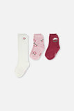 3 Pack Socks - Off White & Pink  > Deux Par Deux