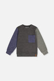 Colourblock Brushed Jersey Beluga Blue Top > Deux Par Deux