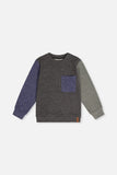 Colourblock Brushed Jersey Beluga Blue Top > Deux Par Deux