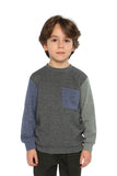 Colourblock Brushed Jersey Beluga Blue Top > Deux Par Deux