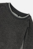 Brushed Rib Jersey Charcoal Mix Top > Deux Par Deux
