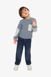 Navy Denim French Terry Pants > Deux Par Deux
