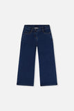 Flare Soft Cotton-Lurex Pants 'Navy Denim Look' - Deux Par Deux