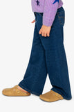 Flare Soft Cotton-Lurex Pants 'Navy Denim Look' - Deux Par Deux