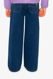 Flare Soft Cotton-Lurex Pants 'Navy Denim Look' - Deux Par Deux
